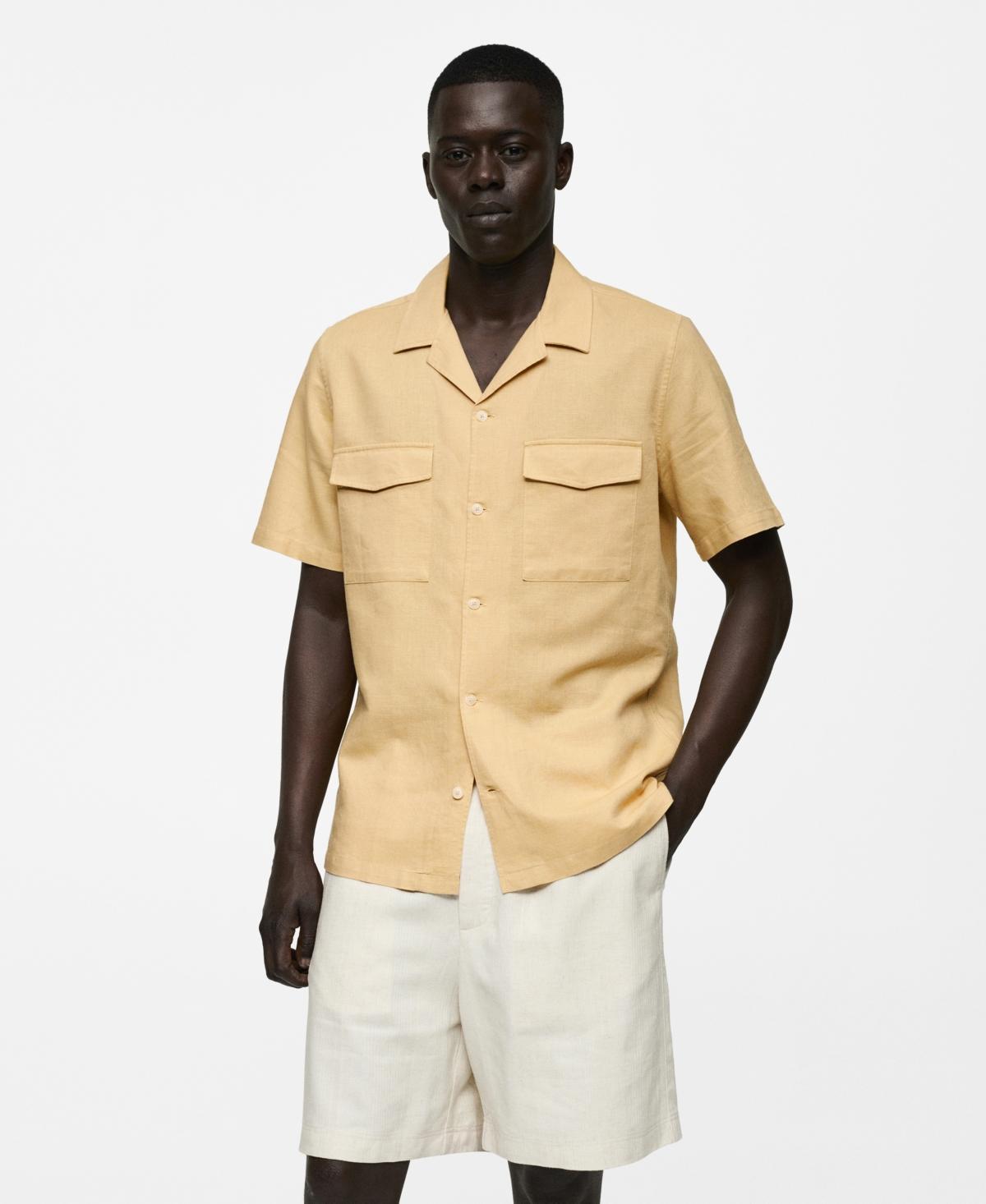 Mango Mens Regular-Fit Linen Cotton Shirt Product Image