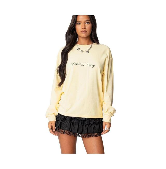 Edikted Womens Honeybee Oversized Long Sleeve T Shirt Product Image