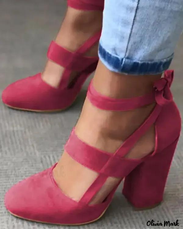 Olivia Mark – Fashion Caged Chunky Heel Shoes Product Image