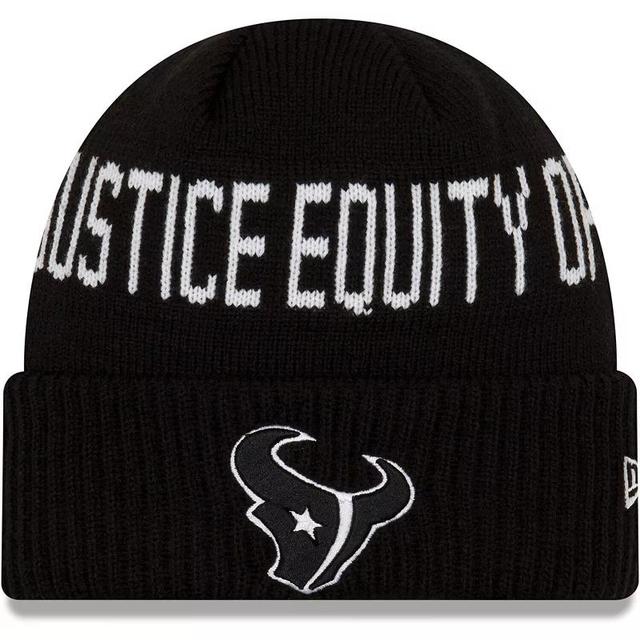 Mens New Era Black Houston Texans Team Social Justice Cuffed Knit Hat Product Image