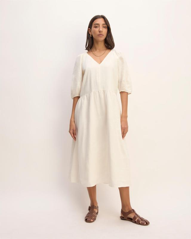 The Linen Oversized Puff-Sleeve Dress Product Image