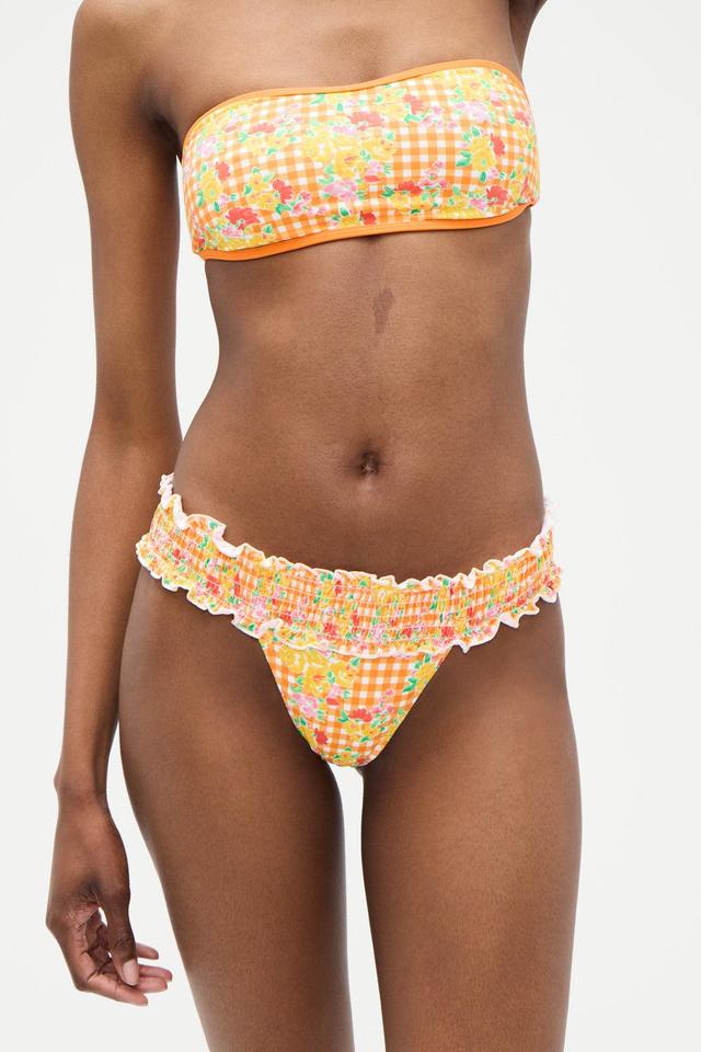 Sofia Floral Micro Bikini Bottom - Marigold Gingham Product Image