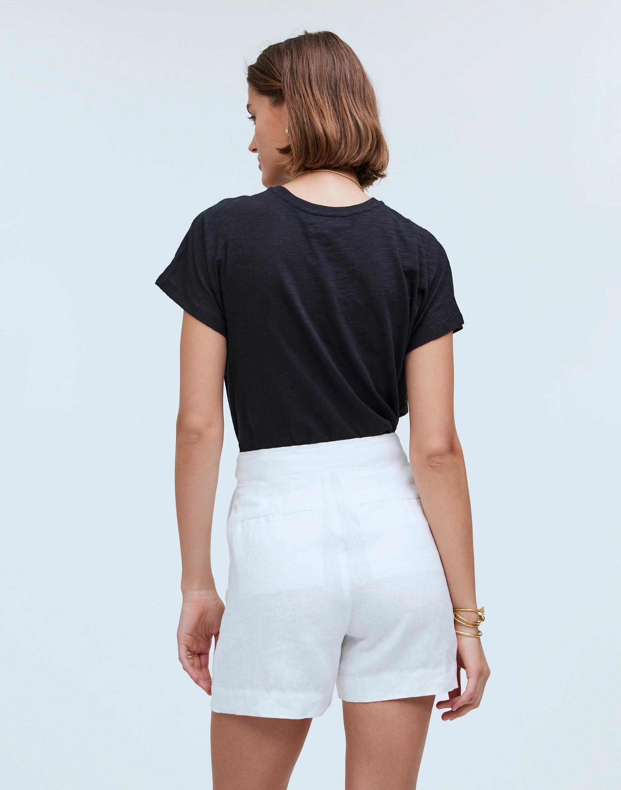 Clean Button-Tab Shorts in Linen Canvas Product Image