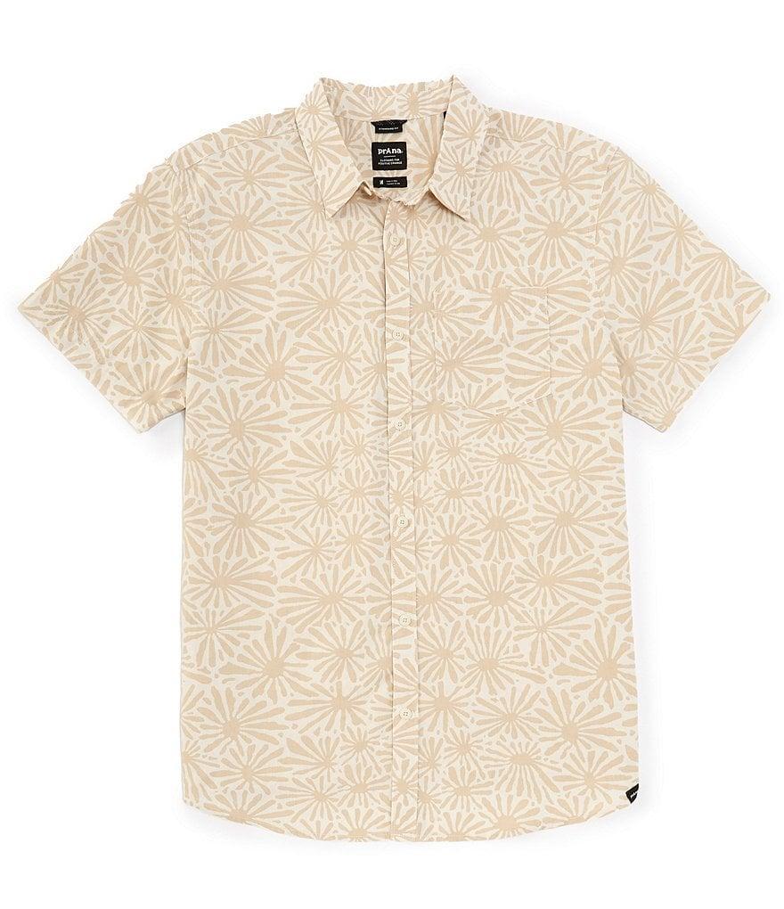 prAna Stimmersee Chalk High Tide Floral Short Sleeve Woven Shirt Product Image