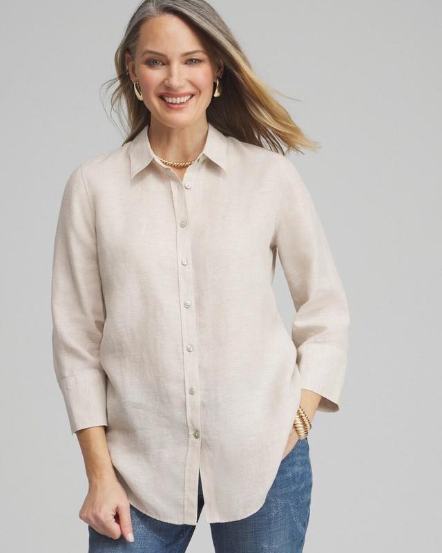 Women's No Iron Linen 3/4 Sleeve Shirt Product Image