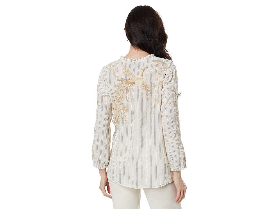 Johnny Was Calipso Button Neck Field Blouse (Stripe) Women's Blouse Product Image