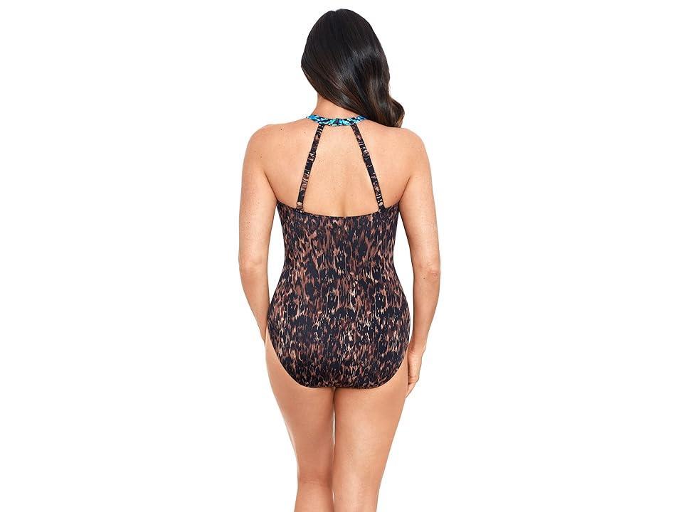 Miraclesuit Womens Untamed Wrapsody One Piece Swimsuit - Brown Multi Product Image