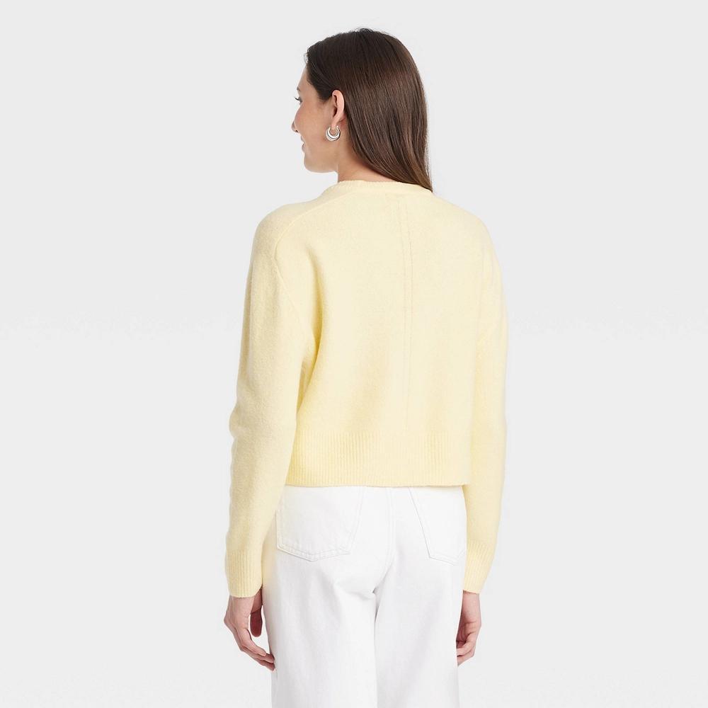 Women's Cozy Knit Crewneck Pullover Sweater - Universal Thread™ Yellow S Product Image