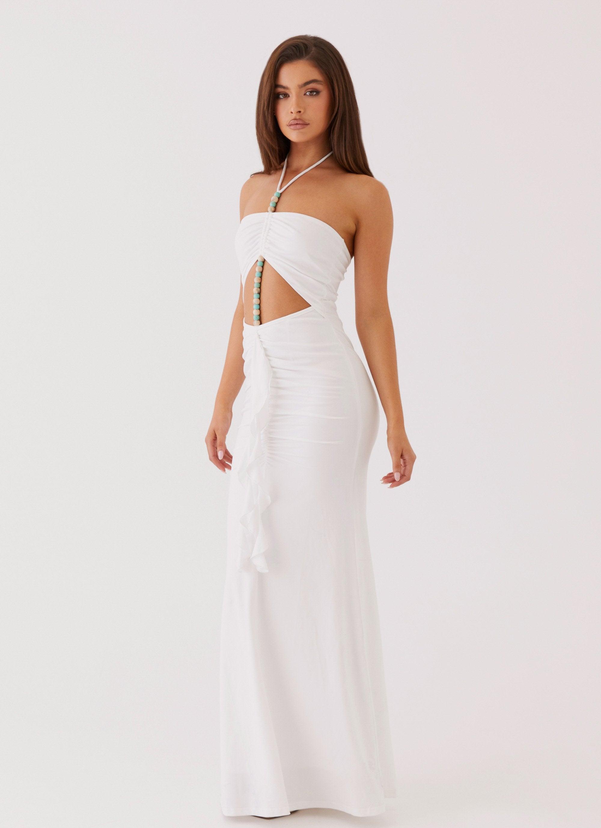 Serina Ruffle Maxi Dress - White Product Image