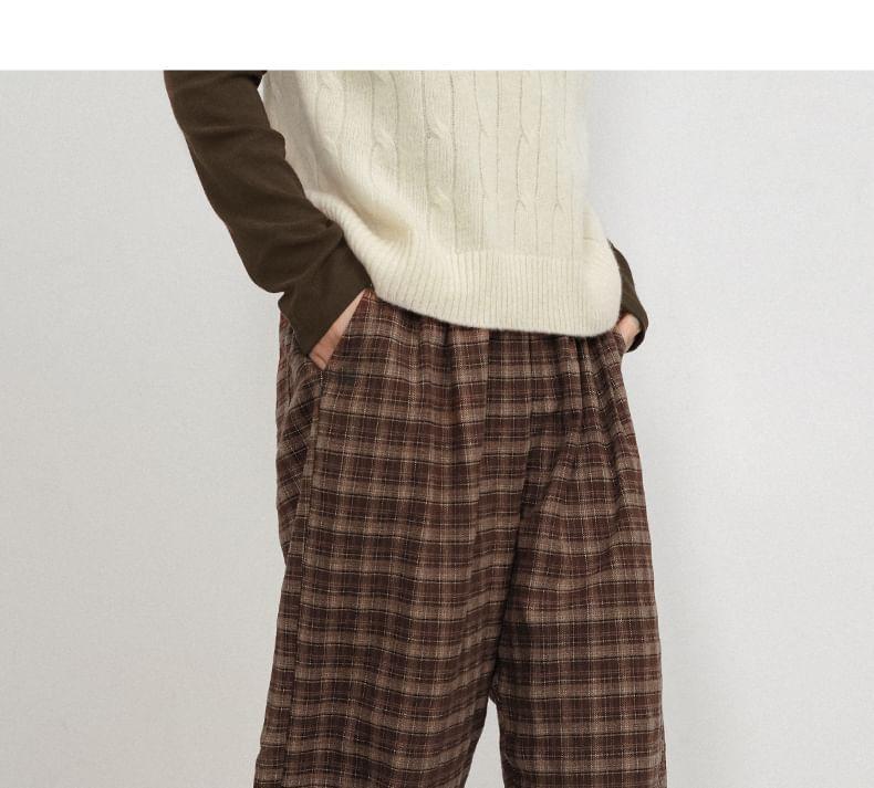 High Waist Plaid Wide Leg Suit Pants Product Image