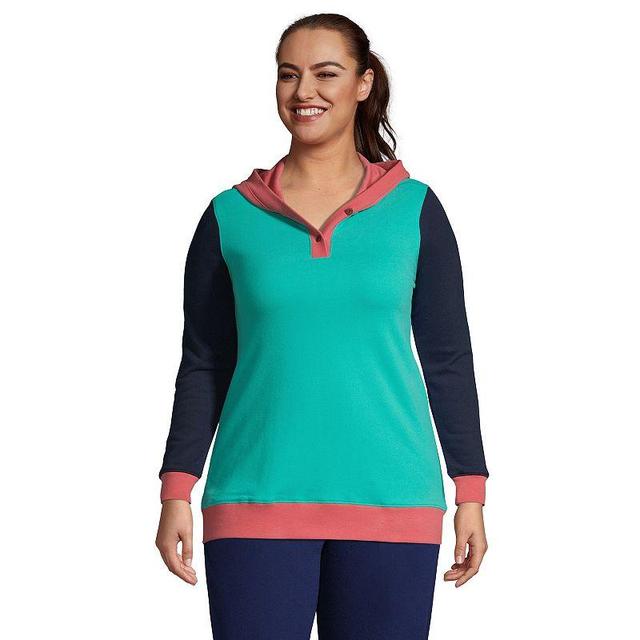 Plus Size Lands End Serious Sweats Long Sleeve Button Hoodie, Womens Product Image