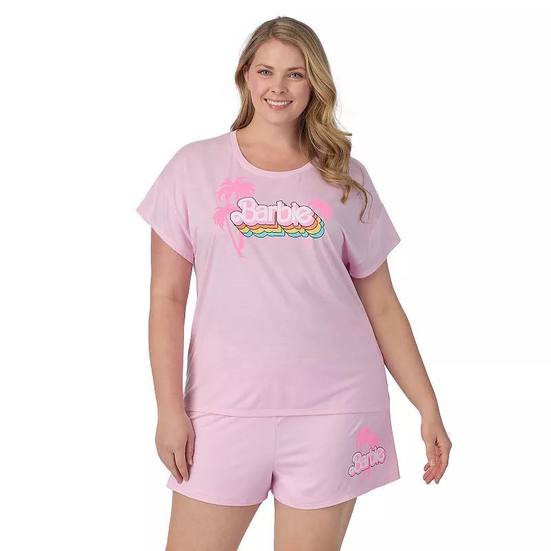 Plus Size Cap Short Sleeve Pajama Tee & Pajama Shorts Set, Womens Product Image