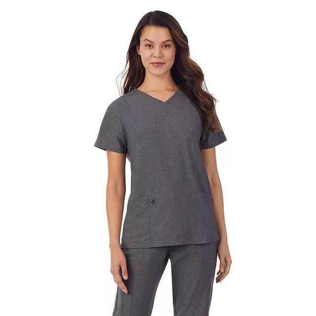 Womens Missy Cuddl Duds Scrubs V-neck Top With 3 Pockets Grey Heather Product Image