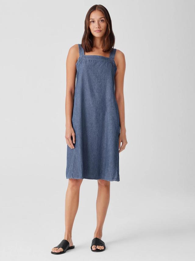 EILEEN FISHER Airy Organic Cotton Twill Square Neck Dressfemale Product Image