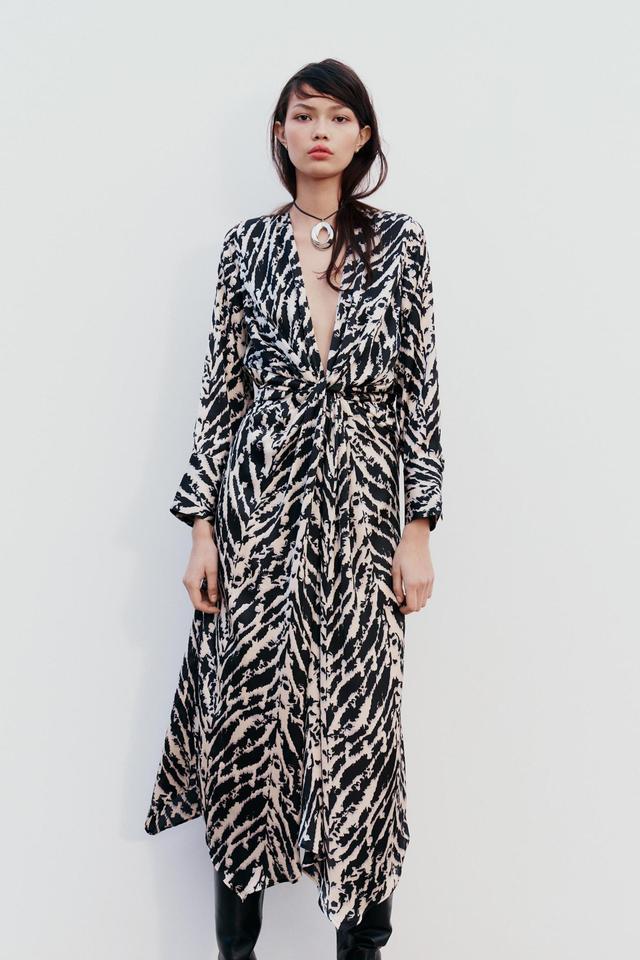 SATIN EFFECT ANIMAL PRINT DRESS Product Image