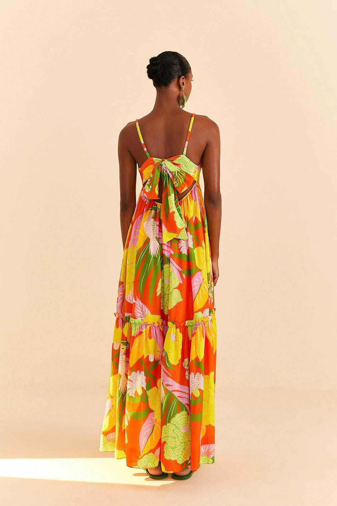 Red Neon Floral Maxi Dress Product Image