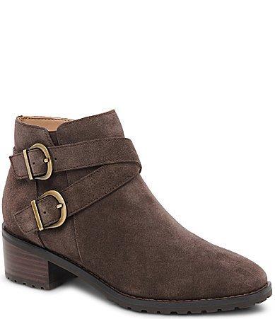 Blondo Sway Waterproof Suede Buckle Detail Booties Product Image