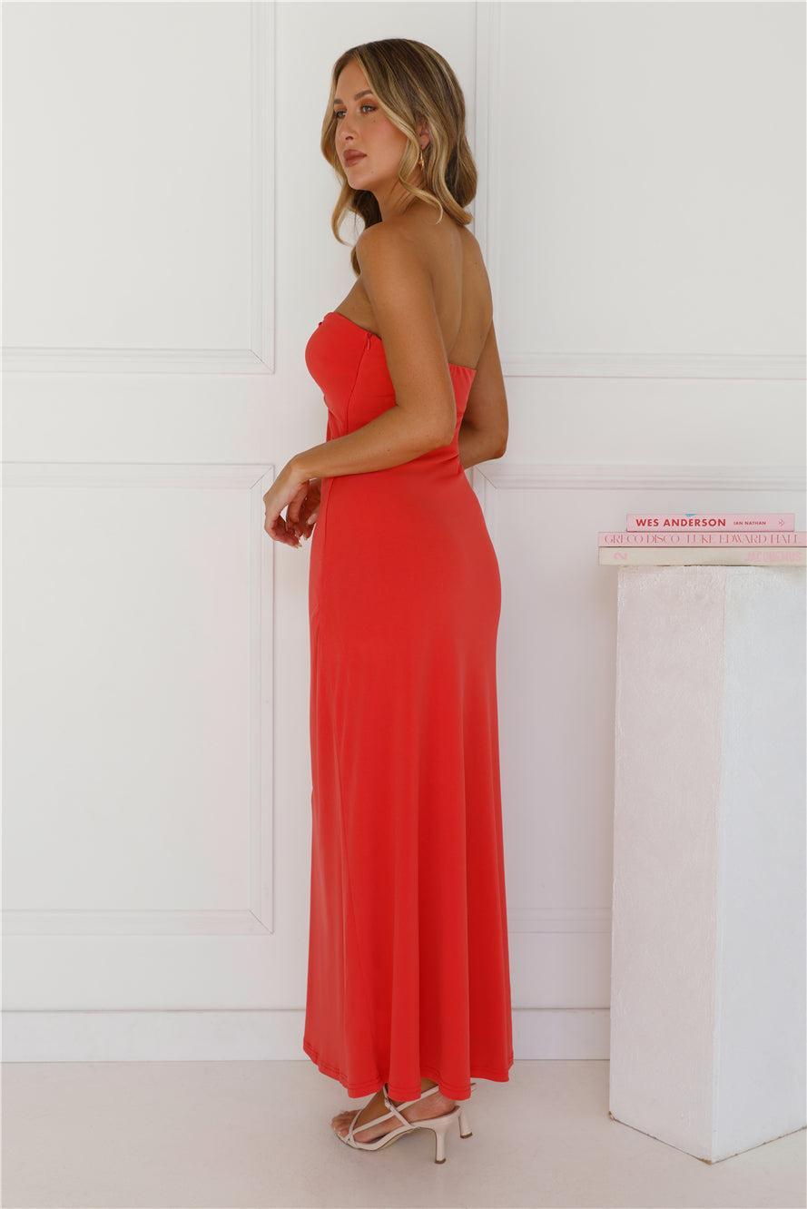 Temperature Rising Strapless Maxi Dress Red Product Image