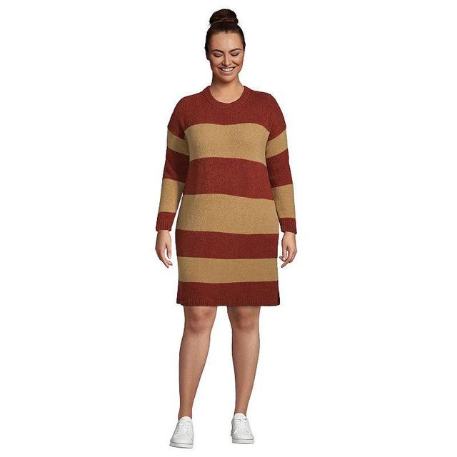 Plus Size Lands End Lounge Crewneck Sweater Dress, Womens Red Red Stripe Product Image