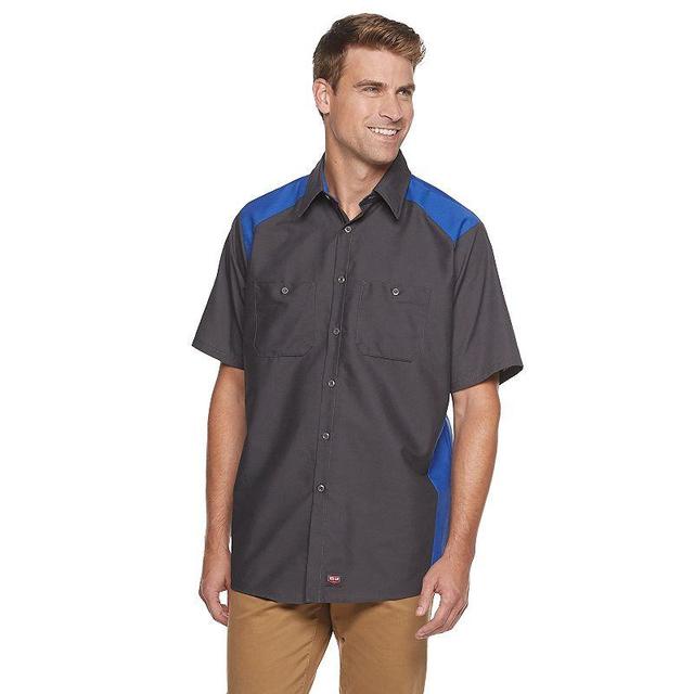 Mens Red Kap Motorsports Button-Down Shirt Grey Black Product Image