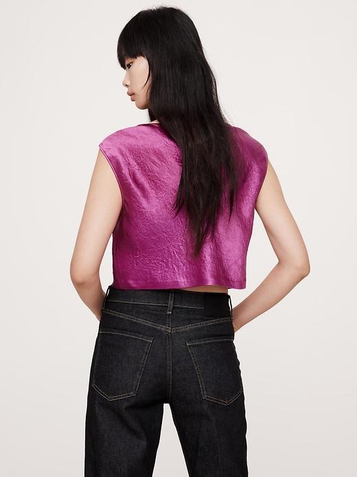 Crinkle Satin Cropped Top Product Image