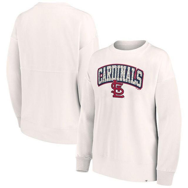 Womens Fanatics Branded Cream St. Louis Cardinals Leopard Pullover Sweatshirt Product Image