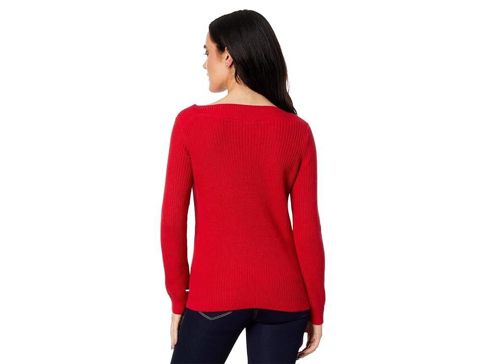 Tommy Hilfiger Cate Cable Boatneck Sweater (Scarlet) Women's Clothing Product Image