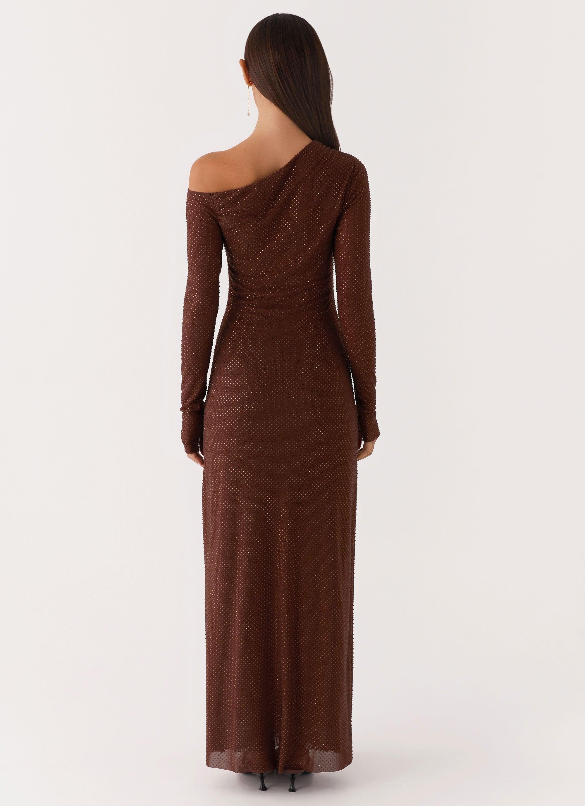 Oriana Sequin Maxi Dress - Chocolate Product Image