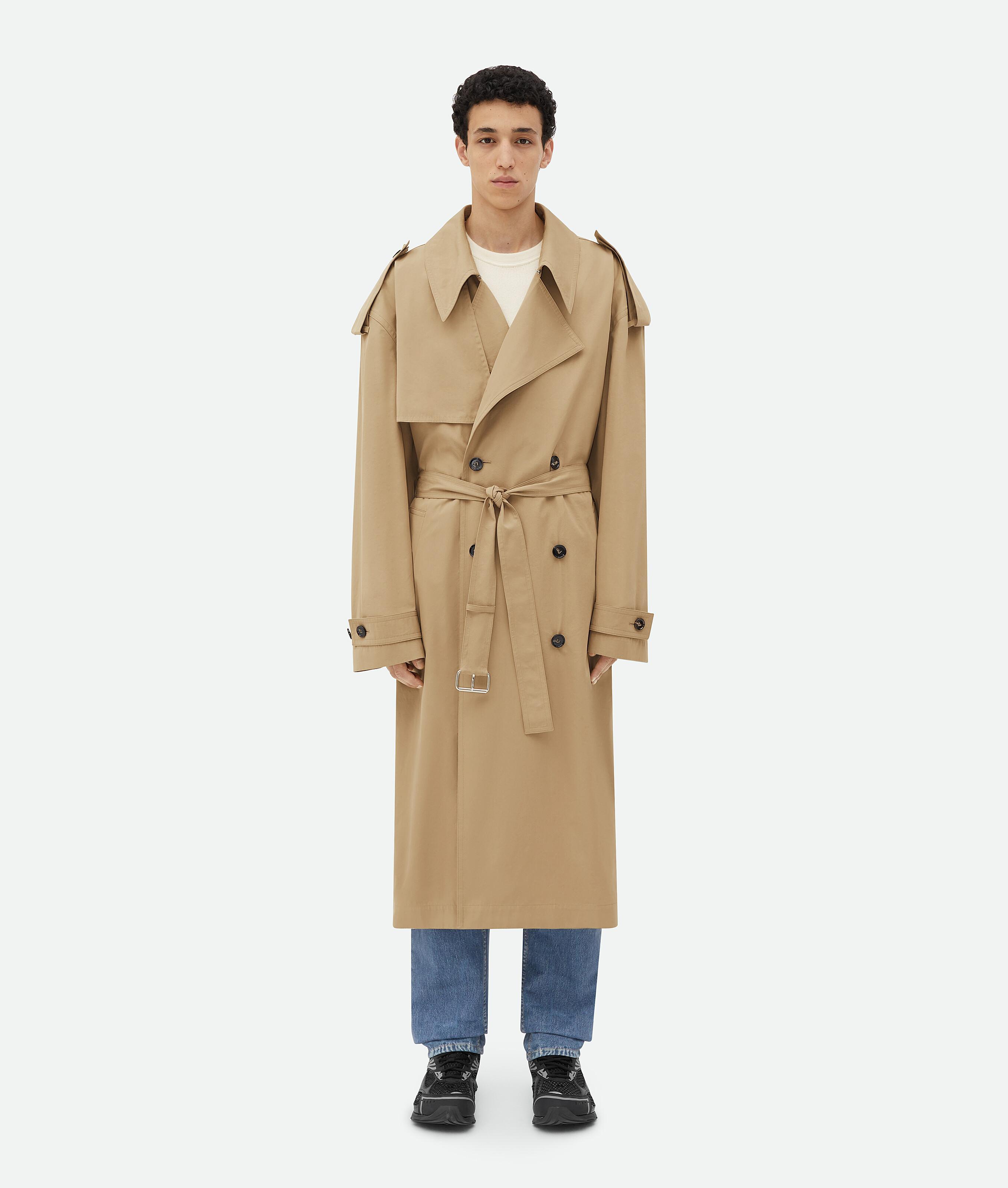 Men's Cotton Trench Coat in Sand Product Image