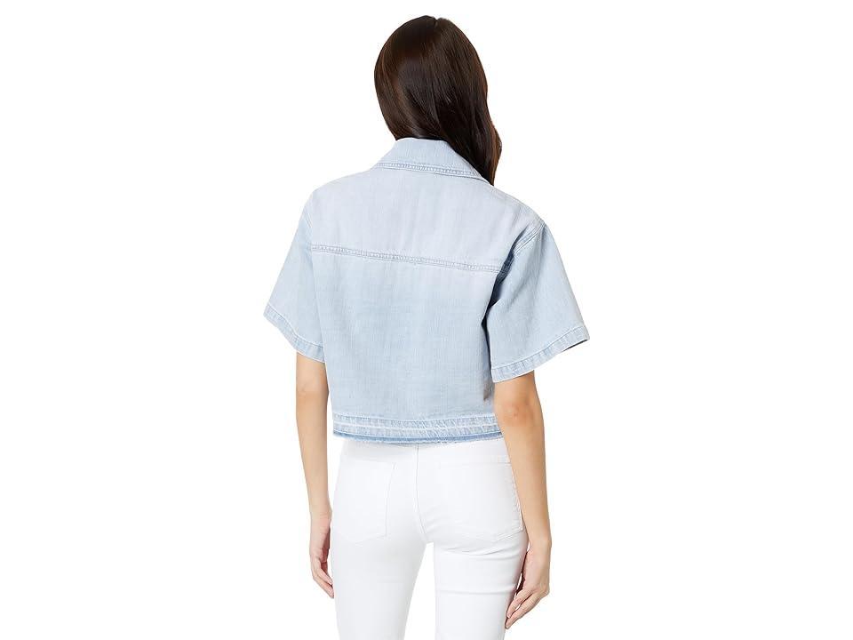 Blank NYC Cropped Short Sleeve Denim Shirt Women's Clothing Product Image