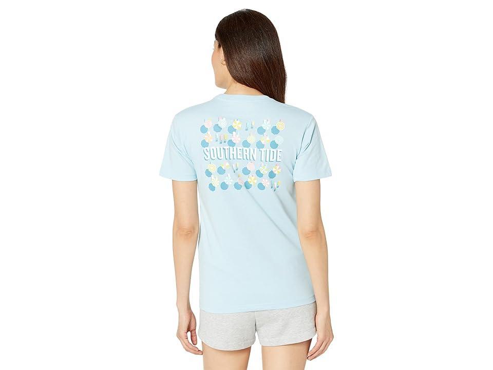 Southern Tide Short Sleeve Umbrella Rows Tee (Aquamarine) Women's Clothing Product Image