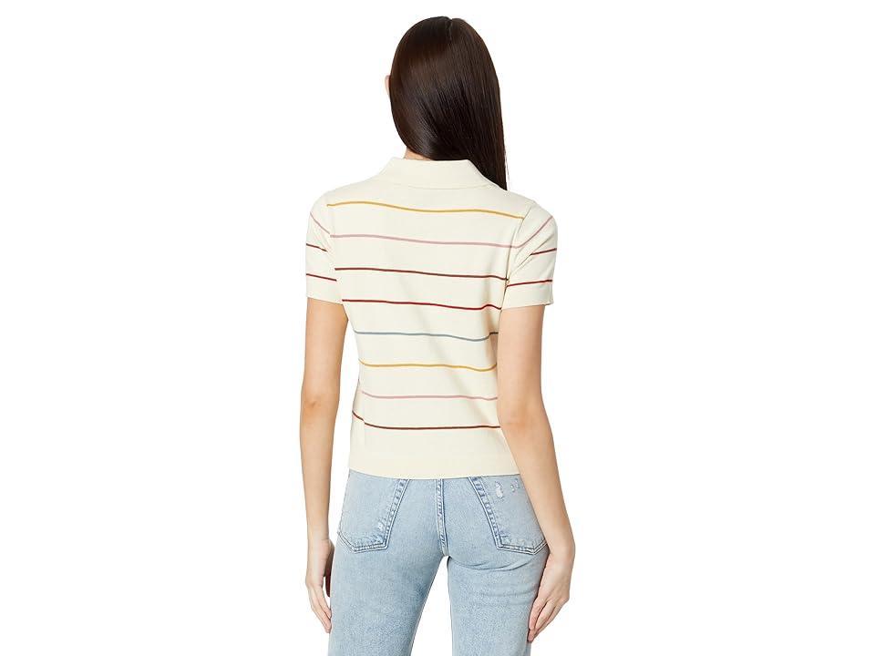 Pendleton Short Sleeve Polo Sweater (Ivory Multi Stripe) Women's Clothing Product Image