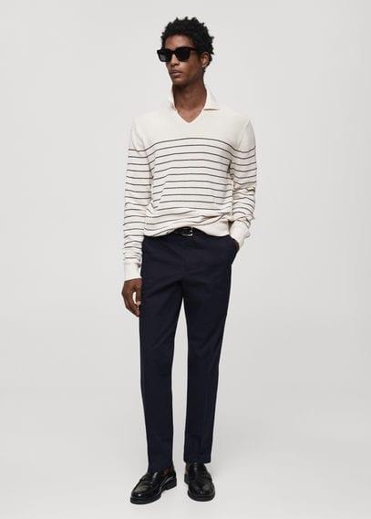 MANGO MAN - Striped knit sweater off whiteMen Product Image