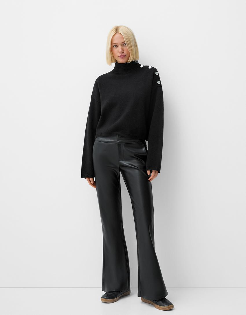 Flared faux leather pants product image