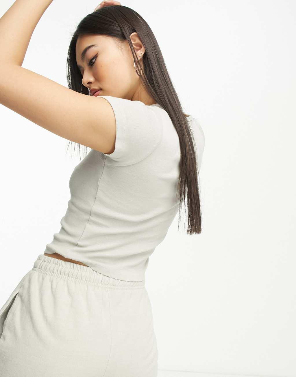 ASYOU neat fit tee in washed beige - part of a set Product Image