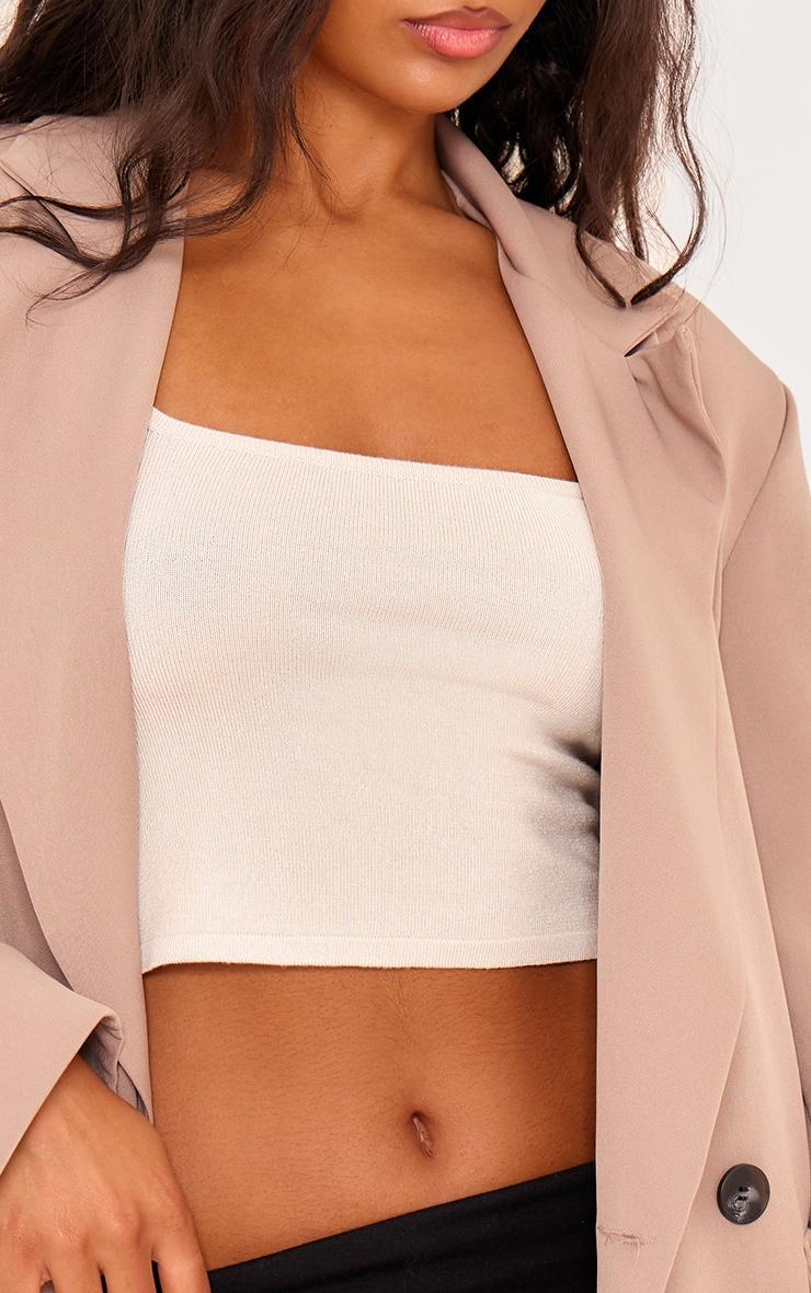 Taupe Side Button Single Breasted Boxy Blazer Product Image