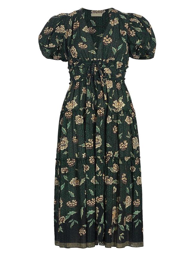 Womens Eloisa Floral Peaseant Midi-Dress Product Image