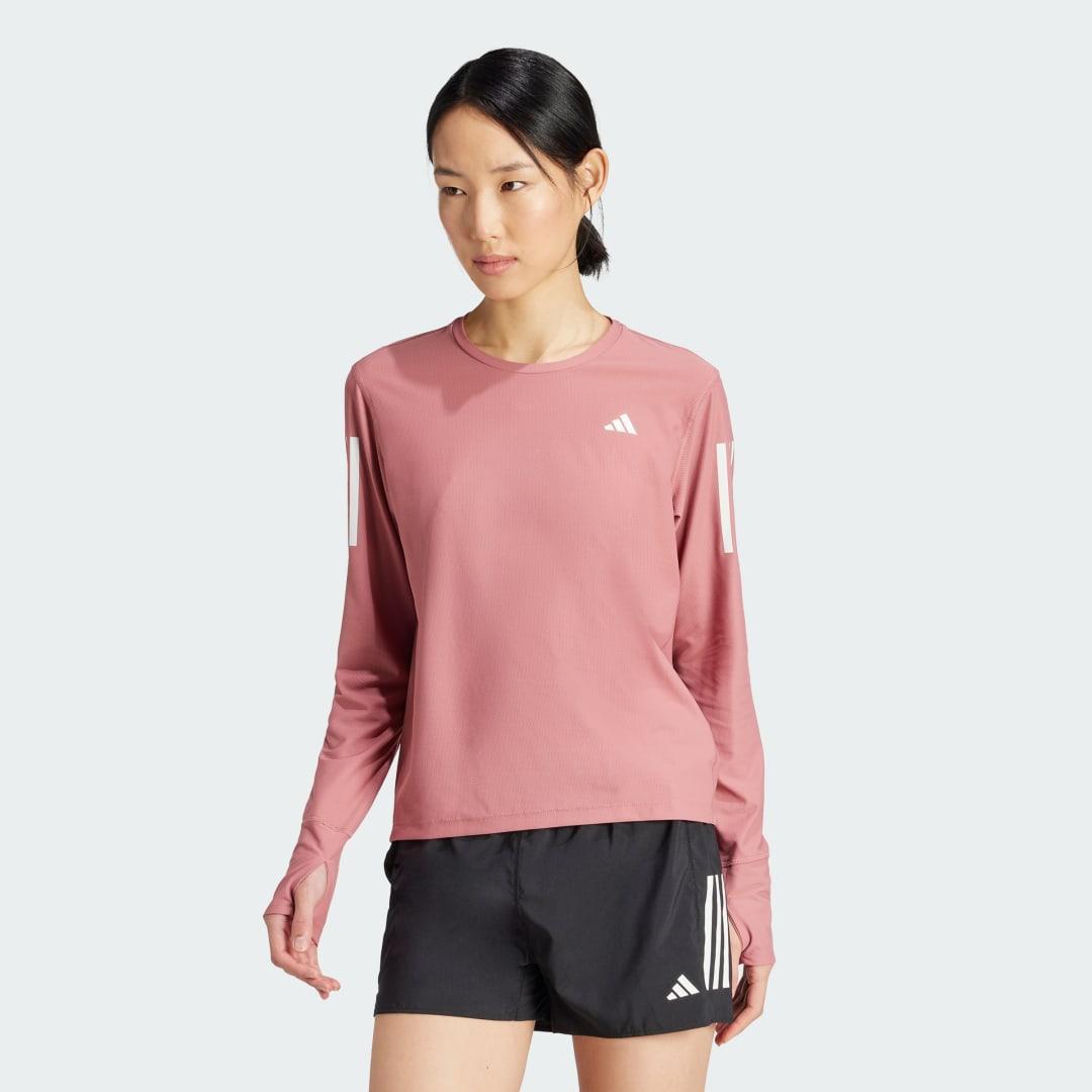 adidas Own The Run Long Sleeve Tee Preloved Fig S24 XL Womens Product Image