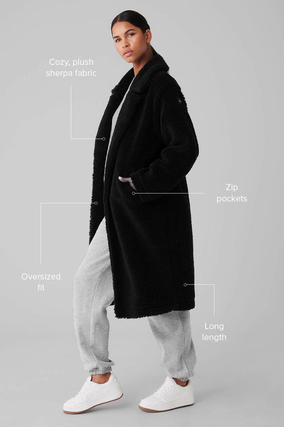 Oversized Sherpa Trench - Black Female Product Image