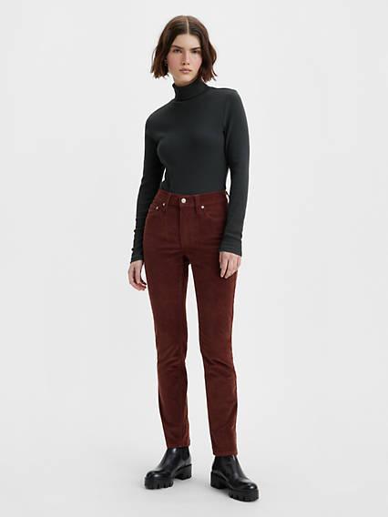 Levis 724 High Rise Slim Straight Womens Corduroy Pants Product Image