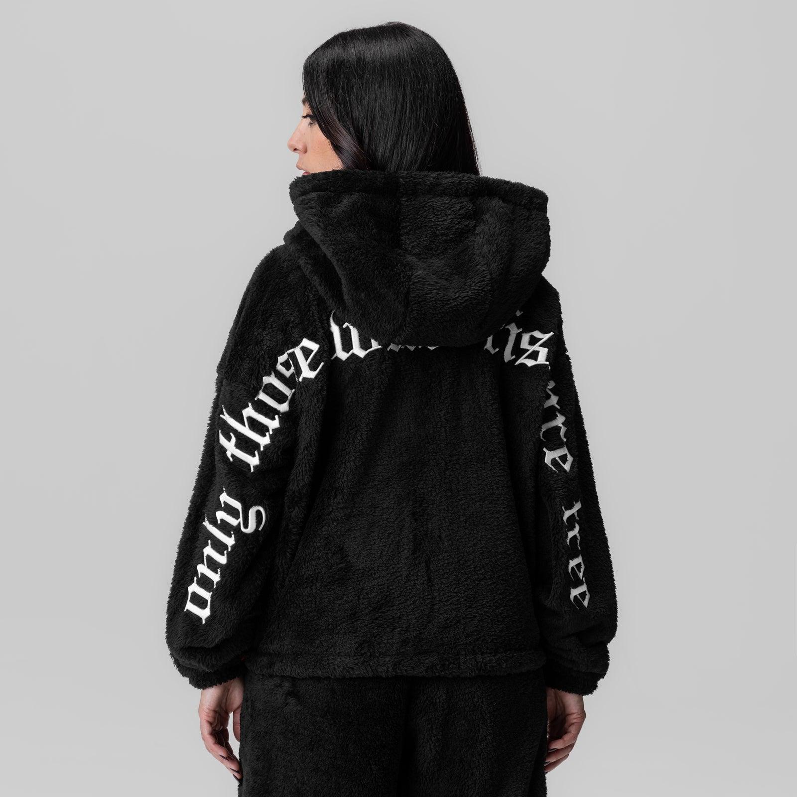 1005. Womens Sherpa Recovery Full Zip Hoodie - Black/White Product Image