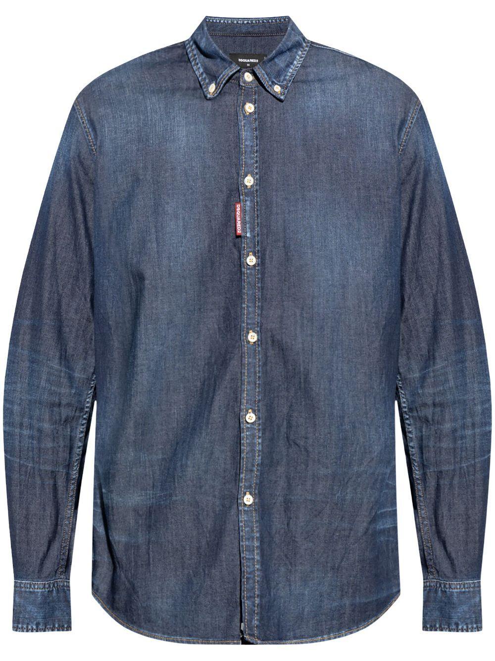 DSQUARED2 Button-down Collar Denim Shirt In Blue Product Image