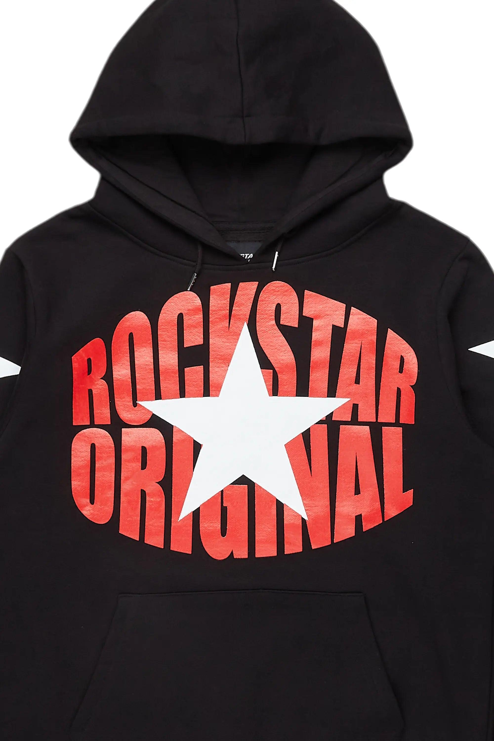 Hachi Black/Red Graphic Hoodie Male Product Image