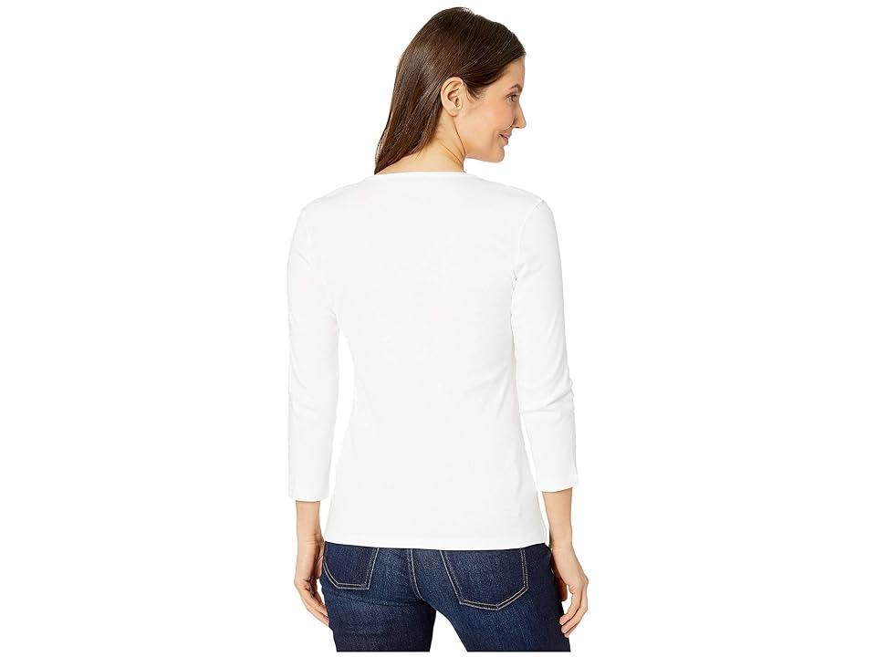 Lilla P 1x1 Rib 3/4 Sleeve V-Neck Top Women's Clothing Product Image