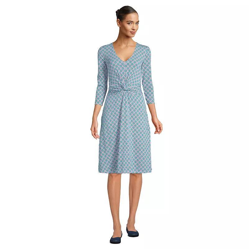 Womens Lands End Lightweight Fit & Flare Dress Dark Blue Product Image