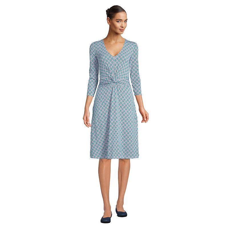 Womens Lands End Lightweight Fit & Flare Dress Dark Blue Product Image