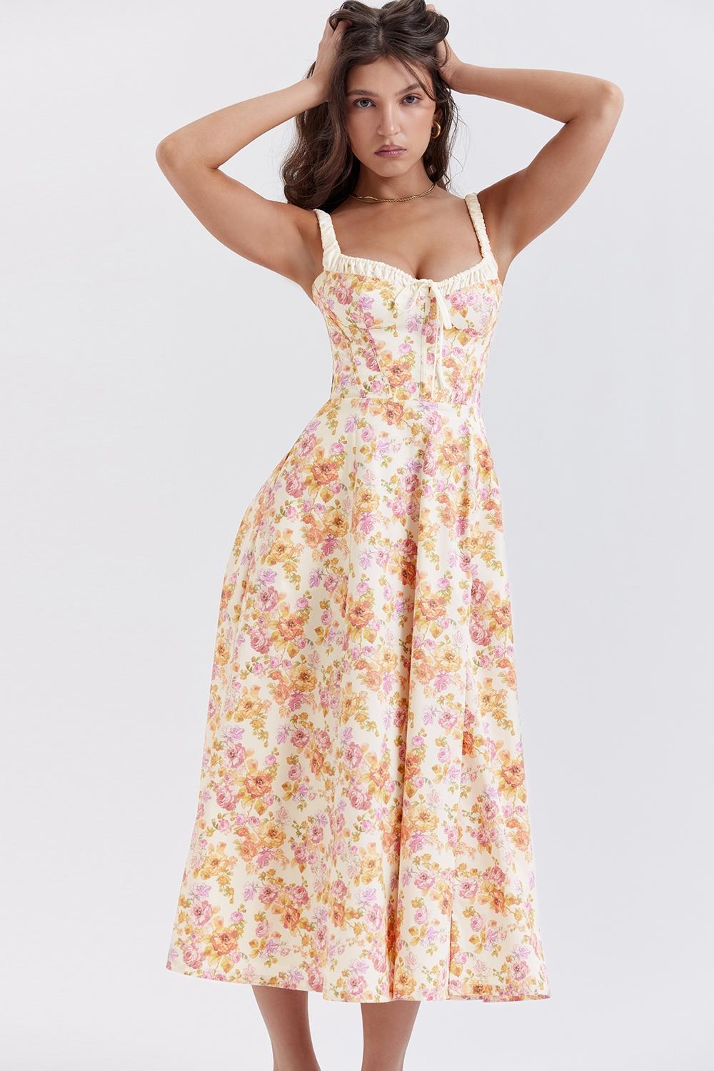 Sabrina Ivory Print Bustier Sundress Product Image