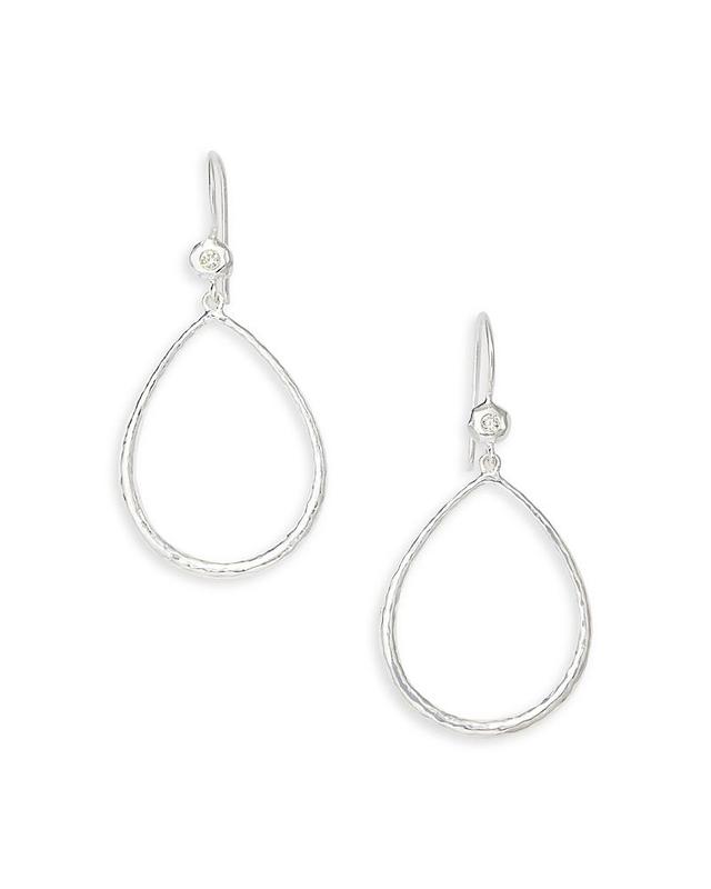 Womens Stardust Sterling Silver & 0.06 TCW Diamond Open Teardrop Earrings Product Image