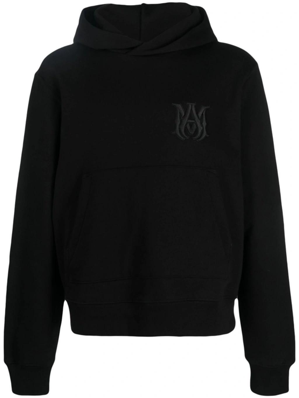 Logo-embroidered Cotton Hoodie In Black Product Image