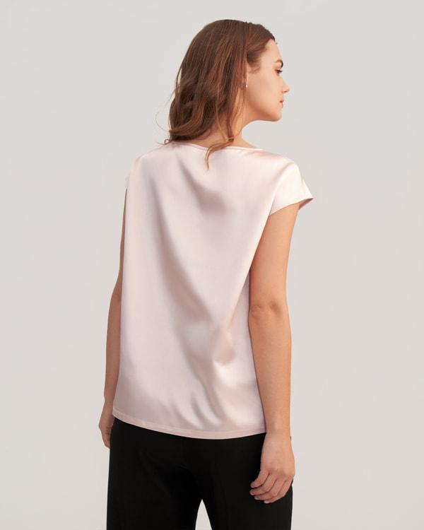 Basic Cap Sleeves Silk Tee Product Image